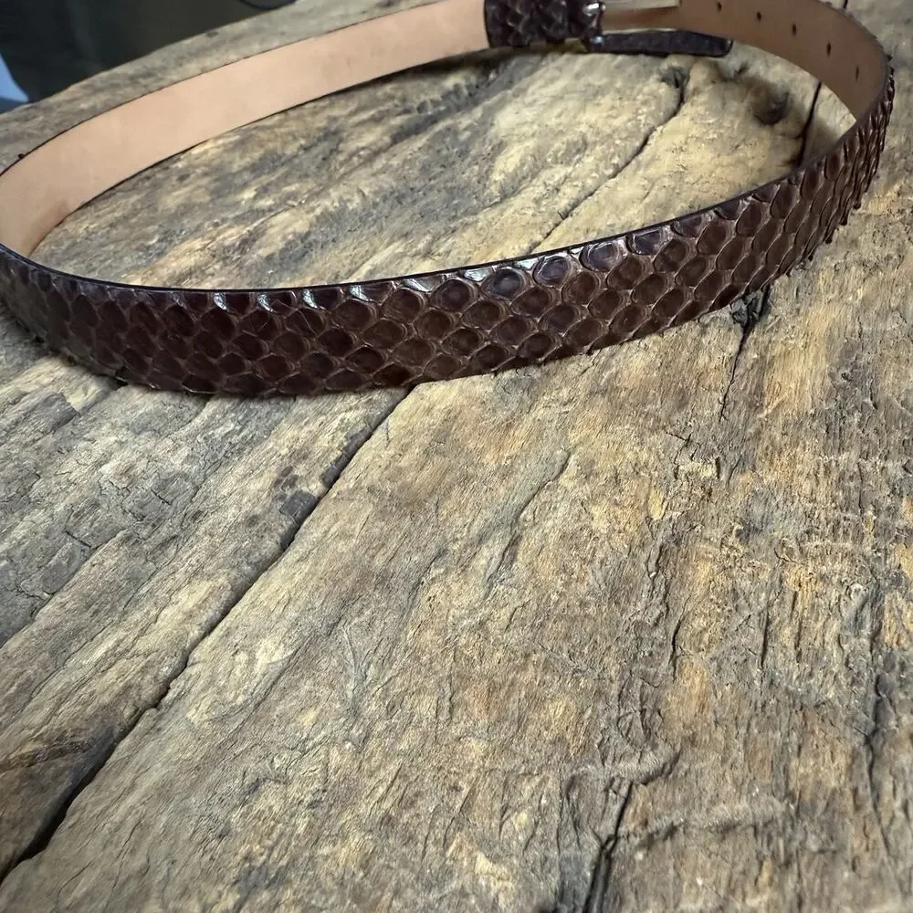 Claudio Orciani Beautiful Brown Real Python Snake Belt Made In Italy 80-37”Mint.